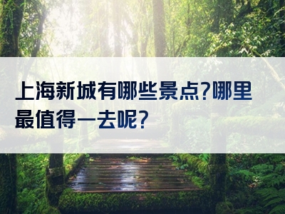 上海新城有哪些景点？哪里最值得一去呢？