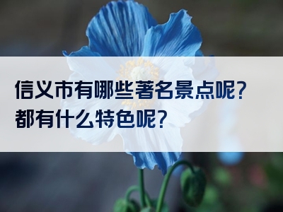 信义市有哪些著名景点呢？都有什么特色呢？