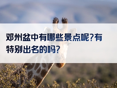 邓州盆中有哪些景点呢？有特别出名的吗？