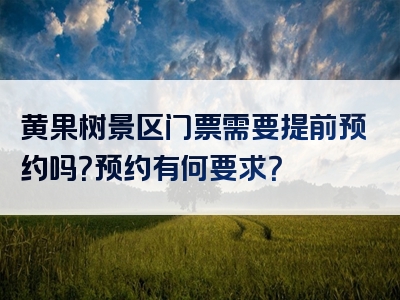 黄果树景区门票需要提前预约吗？预约有何要求？
