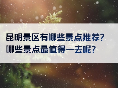 昆明景区有哪些景点推荐？哪些景点最值得一去呢？