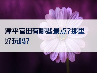 漳平官田有哪些景点？那里好玩吗？