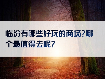 临汾有哪些好玩的商场？哪个最值得去呢？
