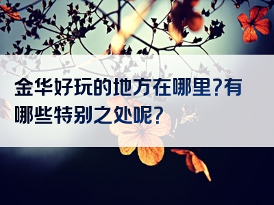 金华好玩的地方在哪里？有哪些特别之处呢？