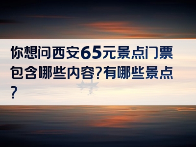 你想问西安65元景点门票包含哪些内容？有哪些景点？