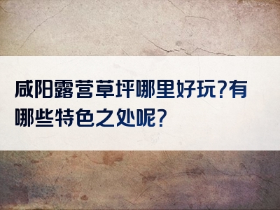 咸阳露营草坪哪里好玩？有哪些特色之处呢？
