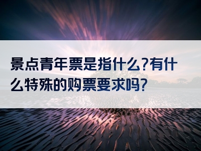 景点青年票是指什么？有什么特殊的购票要求吗？