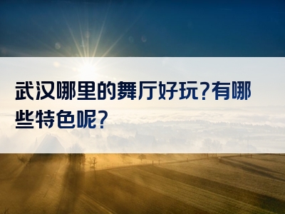 武汉哪里的舞厅好玩？有哪些特色呢？