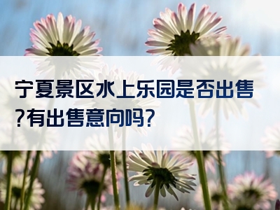 宁夏景区水上乐园是否出售？有出售意向吗？