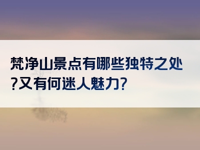 梵净山景点有哪些独特之处？又有何迷人魅力？