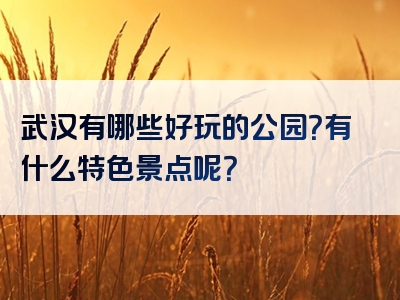 武汉有哪些好玩的公园？有什么特色景点呢？