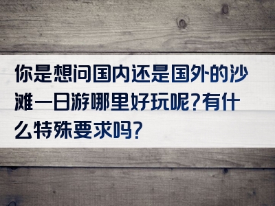 你是想问国内还是国外的沙滩一日游哪里好玩呢？有什么特殊要求吗？
