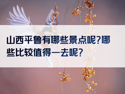 山西平鲁有哪些景点呢？哪些比较值得一去呢？