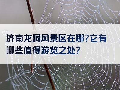 济南龙洞风景区在哪？它有哪些值得游览之处？