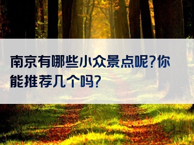 南京有哪些小众景点呢？你能推荐几个吗？