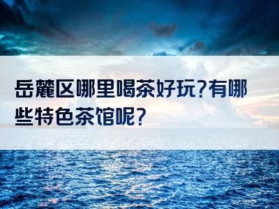 岳麓区哪里喝茶好玩？有哪些特色茶馆呢？
