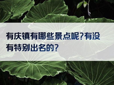 有庆镇有哪些景点呢？有没有特别出名的？