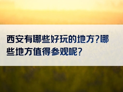 西安有哪些好玩的地方？哪些地方值得参观呢？