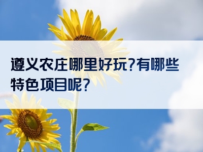 遵义农庄哪里好玩？有哪些特色项目呢？