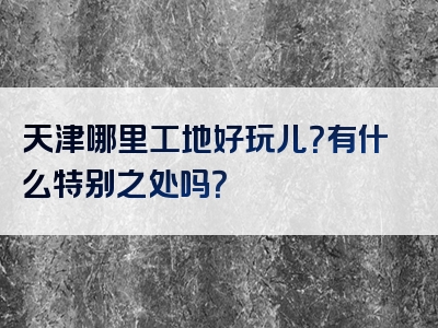 天津哪里工地好玩儿？有什么特别之处吗？