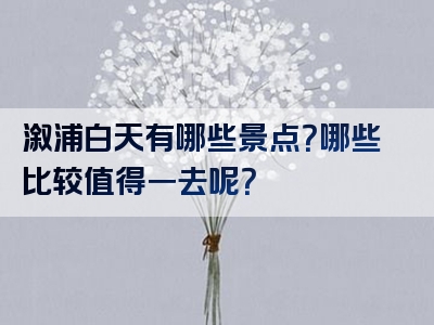 溆浦白天有哪些景点？哪些比较值得一去呢？