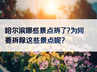 哈尔滨哪些景点拆了？为何要拆除这些景点呢？