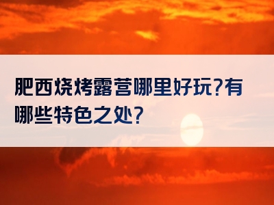 肥西烧烤露营哪里好玩？有哪些特色之处？