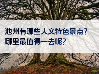 池州有哪些人文特色景点？哪里最值得一去呢？