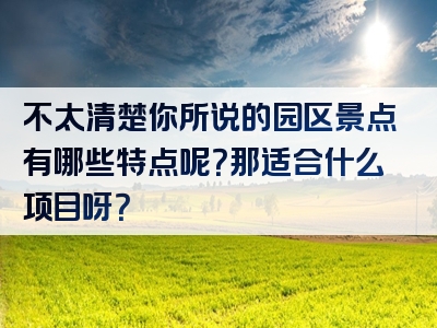 不太清楚你所说的园区景点有哪些特点呢？那适合什么项目呀？