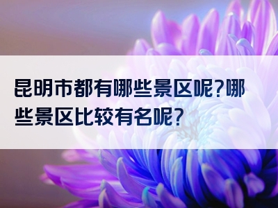 昆明市都有哪些景区呢？哪些景区比较有名呢？