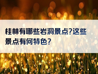 桂林有哪些岩洞景点？这些景点有何特色？