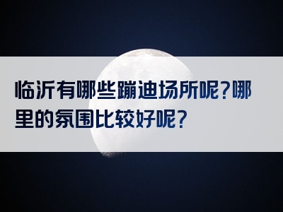 临沂有哪些蹦迪场所呢？哪里的氛围比较好呢？