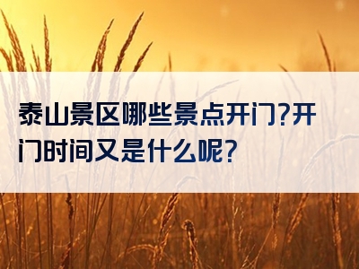 泰山景区哪些景点开门？开门时间又是什么呢？