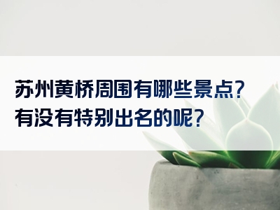 苏州黄桥周围有哪些景点？有没有特别出名的呢？