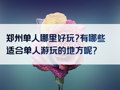 郑州单人哪里好玩？有哪些适合单人游玩的地方呢？