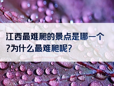 江西最难爬的景点是哪一个？为什么最难爬呢？