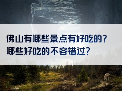 佛山有哪些景点有好吃的？哪些好吃的不容错过？