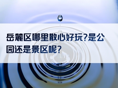 岳麓区哪里散心好玩？是公园还是景区呢？