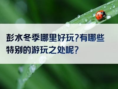 彭水冬季哪里好玩？有哪些特别的游玩之处呢？