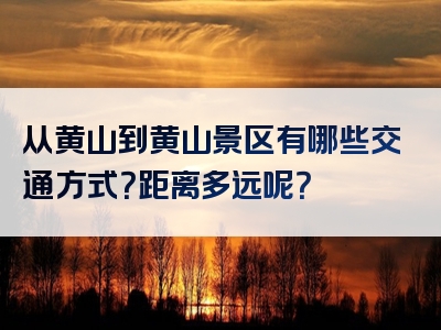 从黄山到黄山景区有哪些交通方式？距离多远呢？