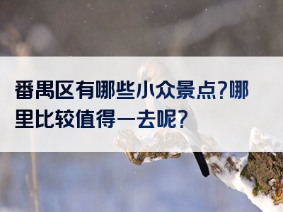 番禺区有哪些小众景点？哪里比较值得一去呢？