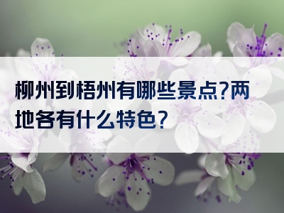 柳州到梧州有哪些景点？两地各有什么特色？