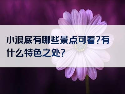小浪底有哪些景点可看？有什么特色之处？