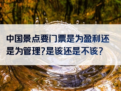 中国景点要门票是为盈利还是为管理？是该还是不该？