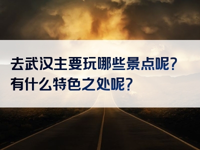 去武汉主要玩哪些景点呢？有什么特色之处呢？