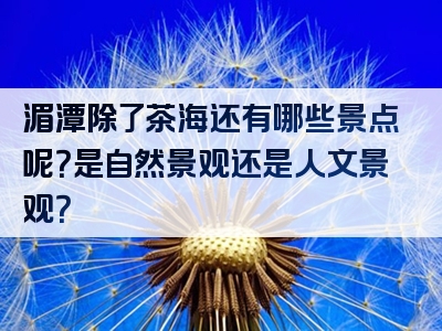 湄潭除了茶海还有哪些景点呢？是自然景观还是人文景观？