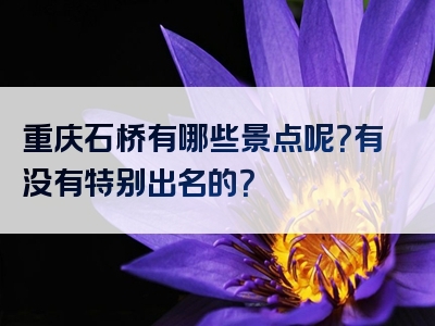 重庆石桥有哪些景点呢？有没有特别出名的？