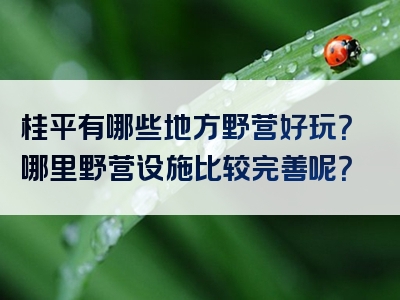 桂平有哪些地方野营好玩？哪里野营设施比较完善呢？