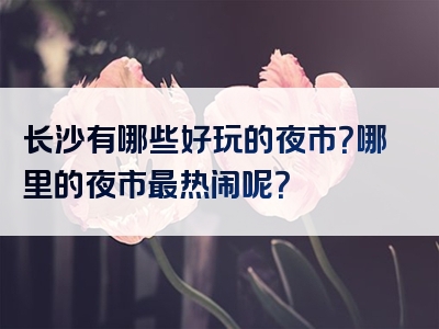 长沙有哪些好玩的夜市？哪里的夜市最热闹呢？