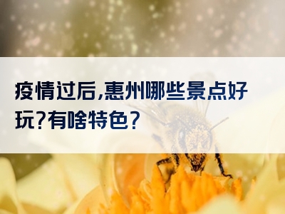 疫情过后，惠州哪些景点好玩？有啥特色？